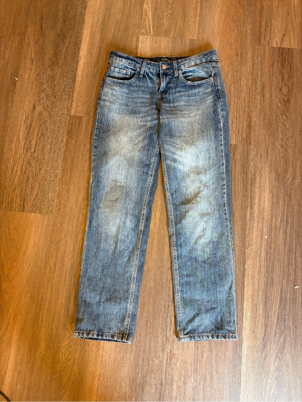 wild fable Men's Washed Blue Straight Jeans